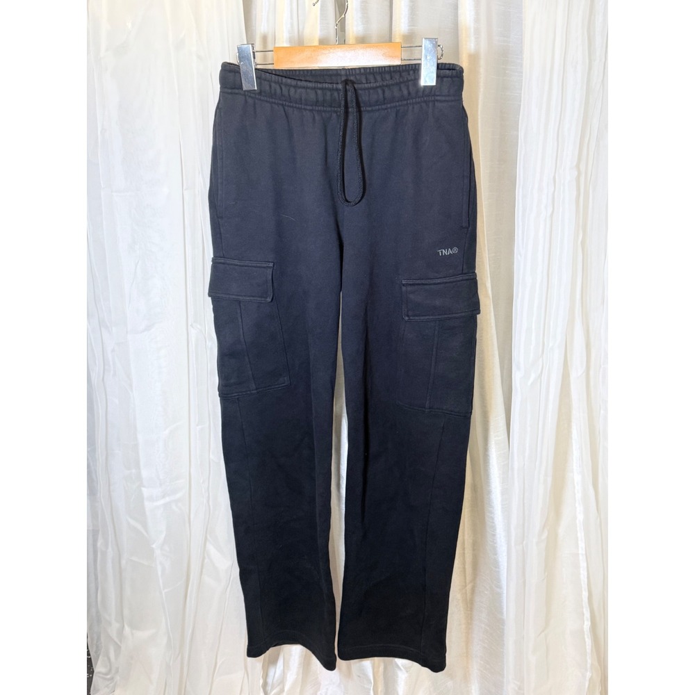 TNA Cargo Sweatpants Womens XS Black Cozy Fleece Mega Fit Joggers